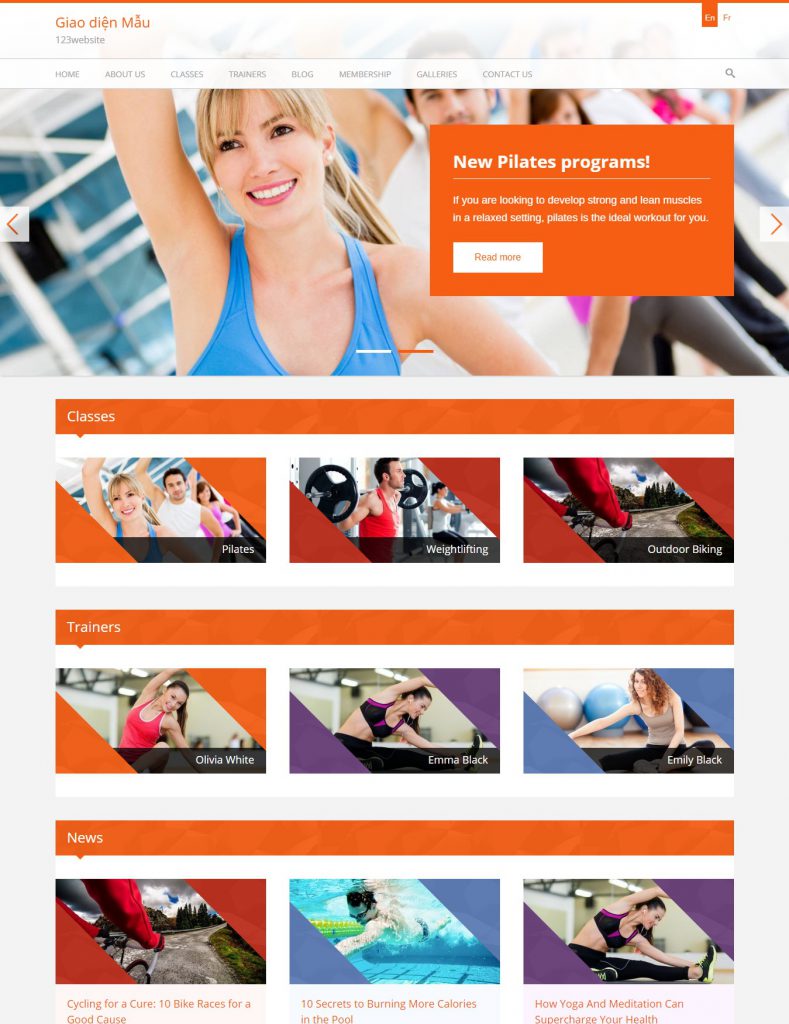 Mẫu website MẪU WEBSITE GIỚI THIỆU DỊCH VỤ – FITNESSLIFE