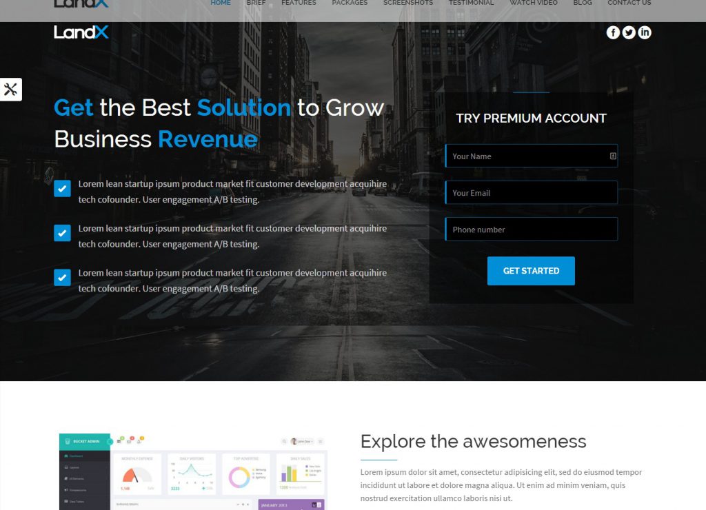 MẪU WEBSITE LANDING PAGE – LANDX