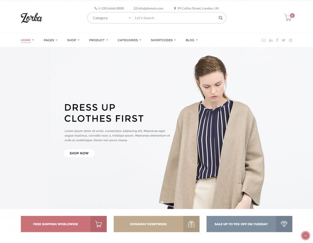 Fashion store website template – ZORKA