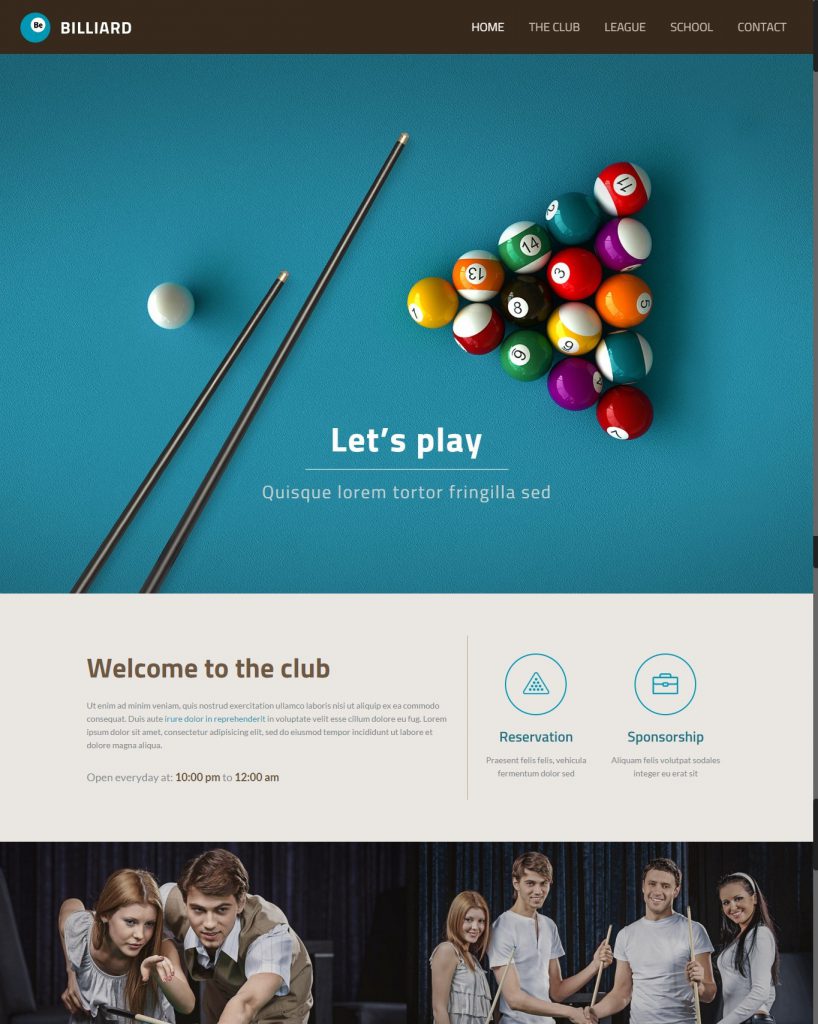 Mẫu website MẪU WEBSITE GIỚI THIỆU DOANH NGHIỆP BILLIARD – 4438