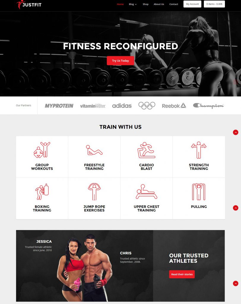 Mẫu website MẪU WEBSITE GIỚI THIỆU DỊCH VỤ – JUSTFIT