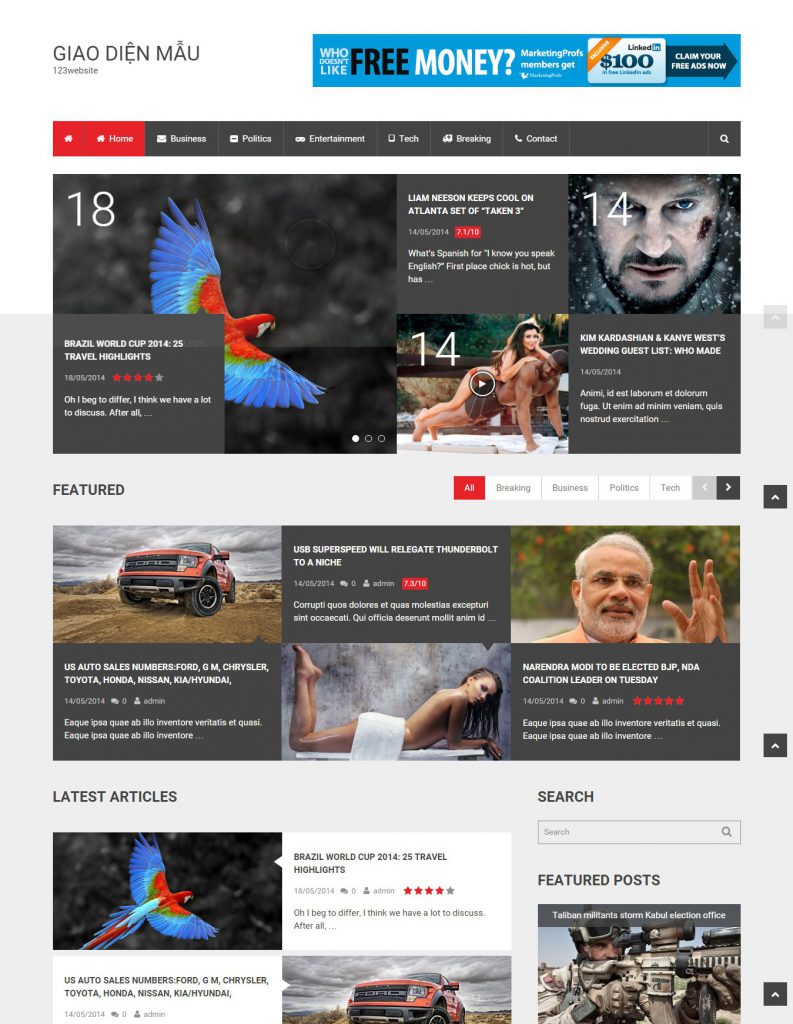 MẪU WEBSITE TIN TỨC NEW TIMES