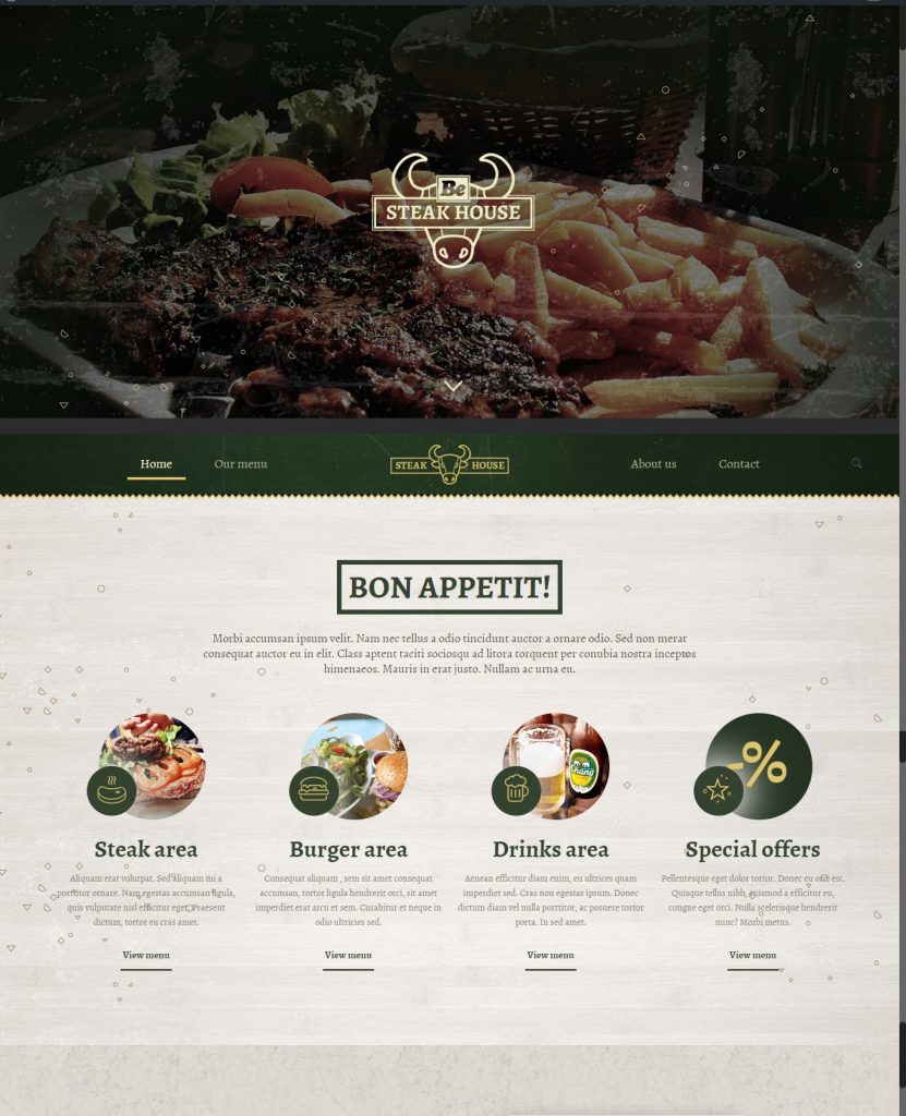 Mẫu website MẪU WEBSITE GIỚI THIỆU DOANH NGHIỆP STEAK –  4821