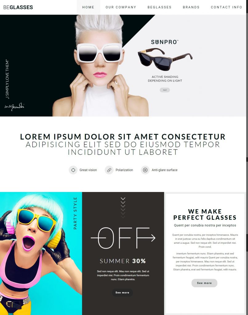 Mẫu website MẪU WEBSITE GIỚI THIỆU DOANH NGHIỆP GLASSES – 4853