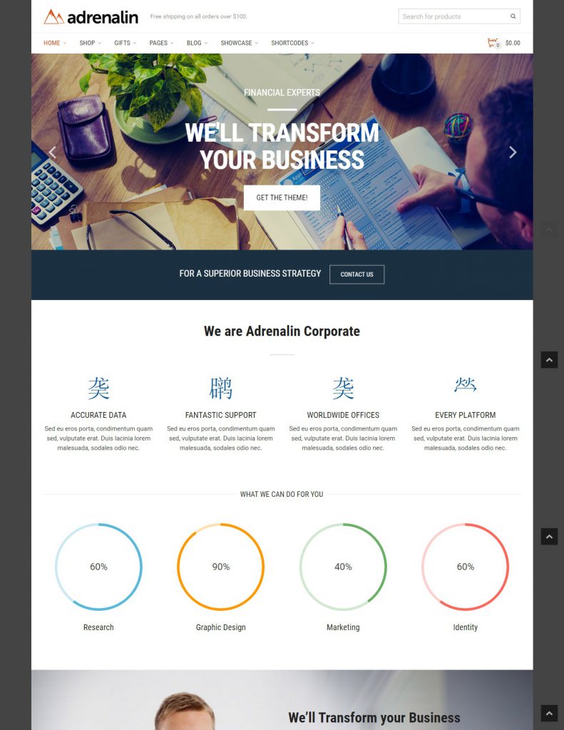 Mẫu website MẪU WEBSITE GIỚI THIỆU DOANH NGHIỆP – ADRENALIN 2