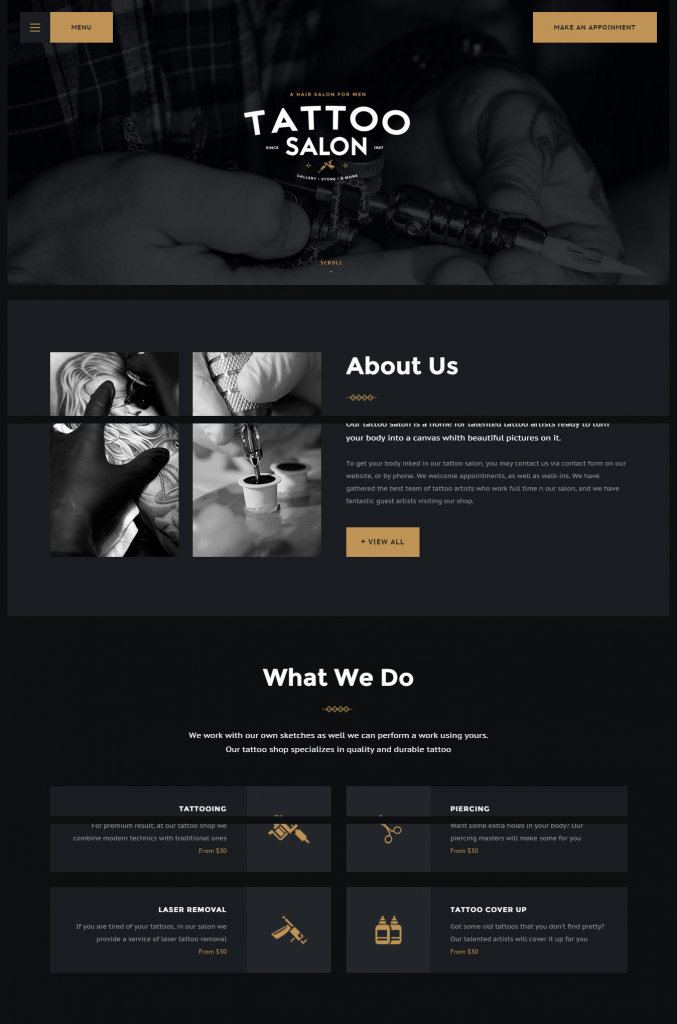 MẪU WEBSITE DỊCH VỤ – TATTOO SALON