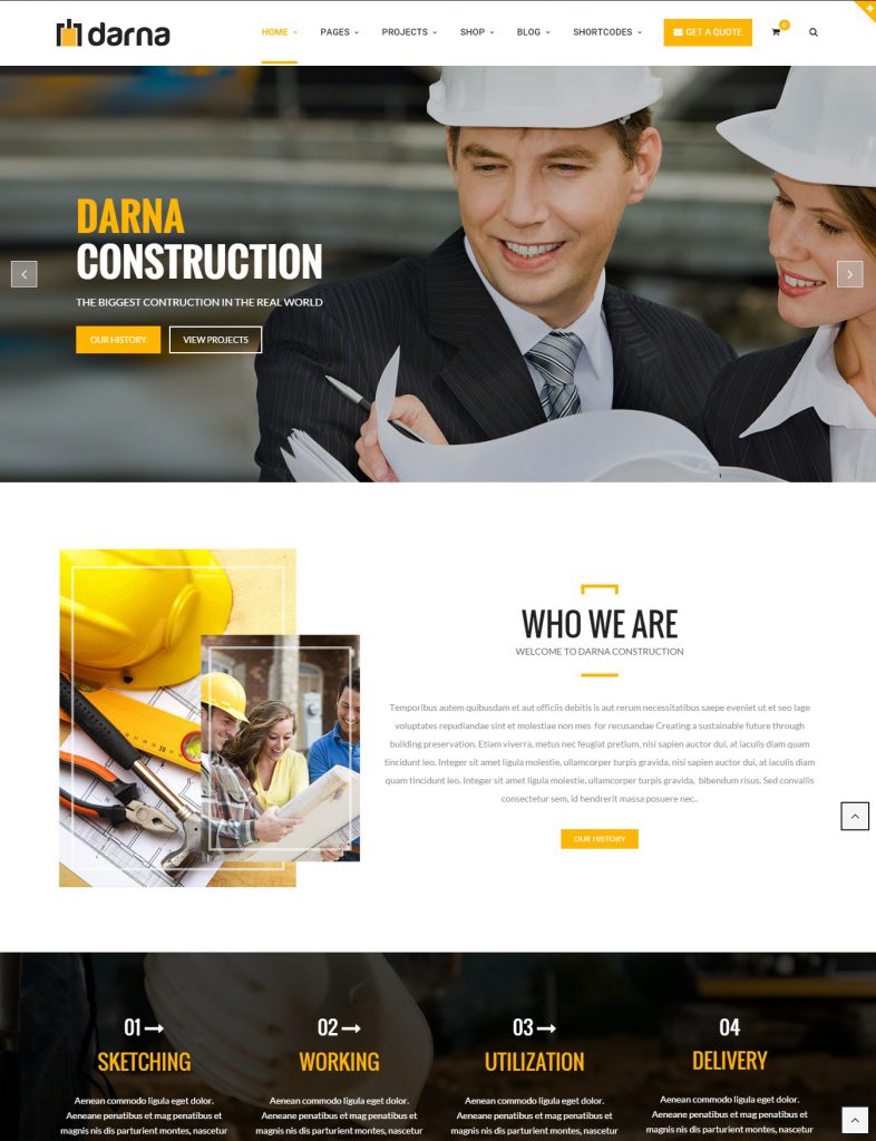 MẪU WEBSITE XÂY DỰNG DỰ ÁN- DARNA