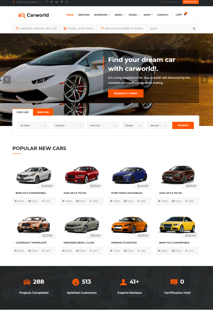 Mẫu website MẪU WEBSITE XE – CAR WORLD