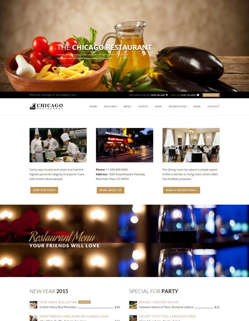 Mẫu website MẪU WEBSITE Nhà Hàng – CHICAGO