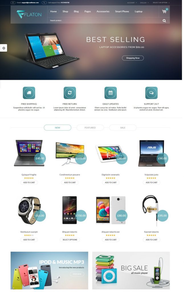 Mẫu website bán hàng – Flaton