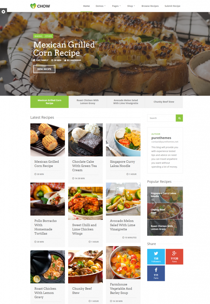 Mẫu WEBSITE DẠY NẤU ĂN – CHOW