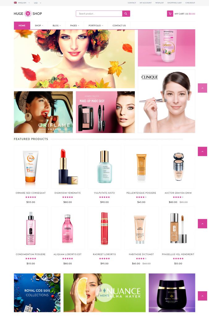 Mẫu website MẪU WEBSITE BÁN HÀNG MỸ PHẨM – HUGESHOP COSMETICS 2