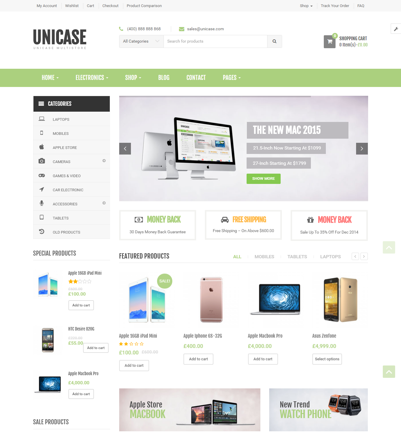 Mẫu website bán hàng - Unicase 2