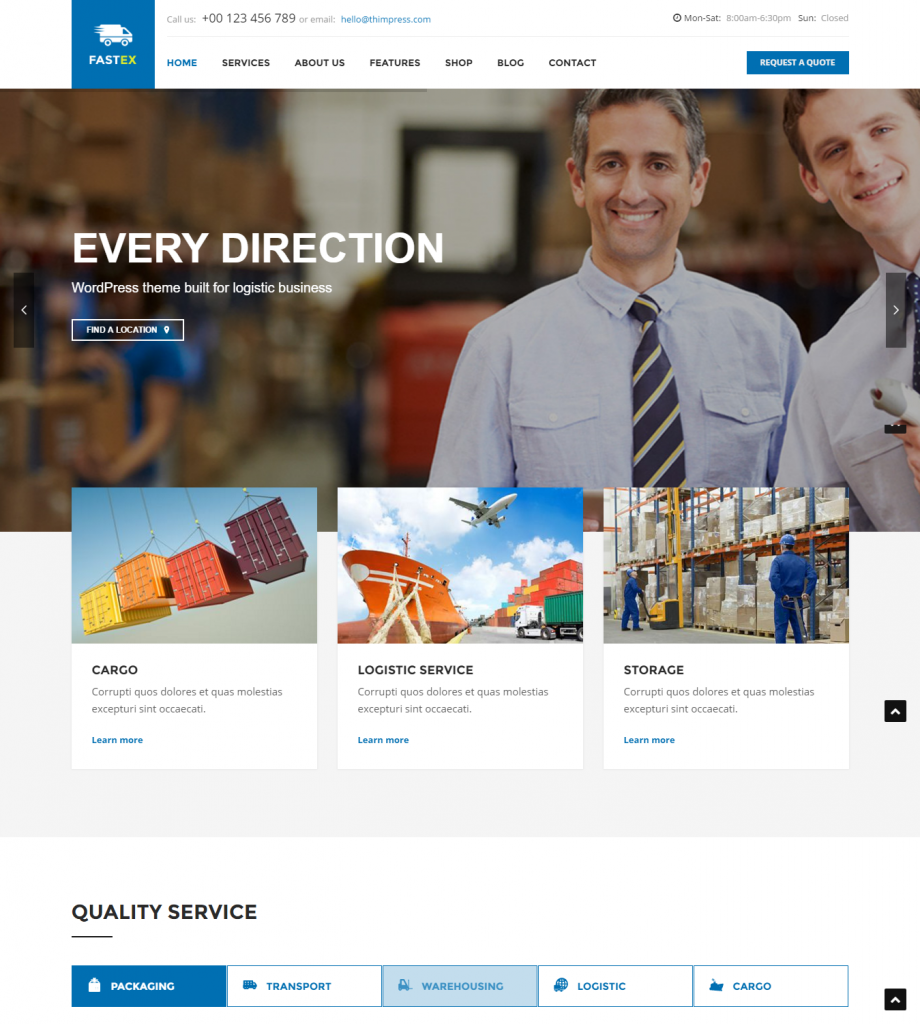 Mẫu website dịch vụ vận tải – Fastex