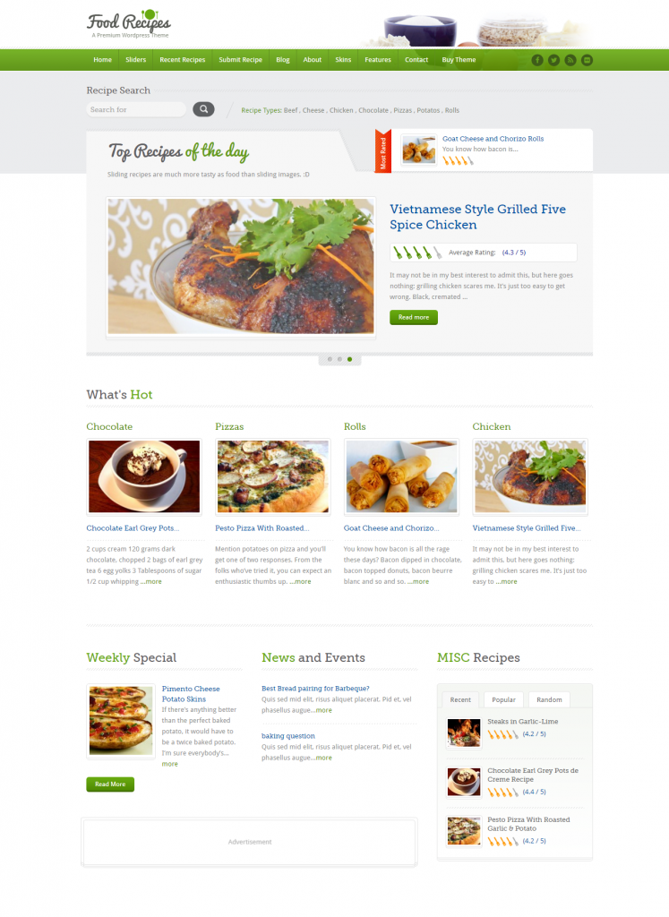 Mẫu WEBSITE DẠY NẤU ĂN – FOODRECIPES