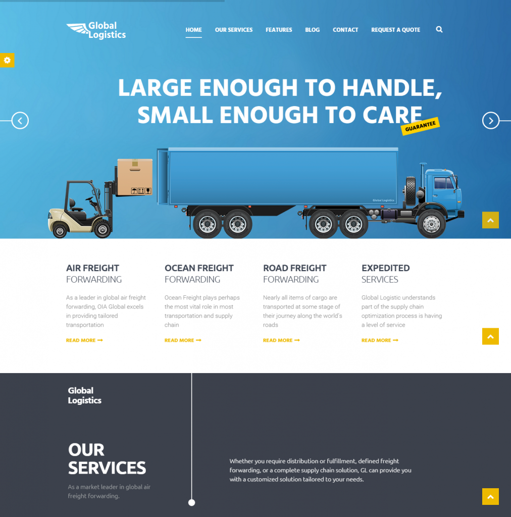 Mẫu website dịch vụ vận tải – Global Logistics