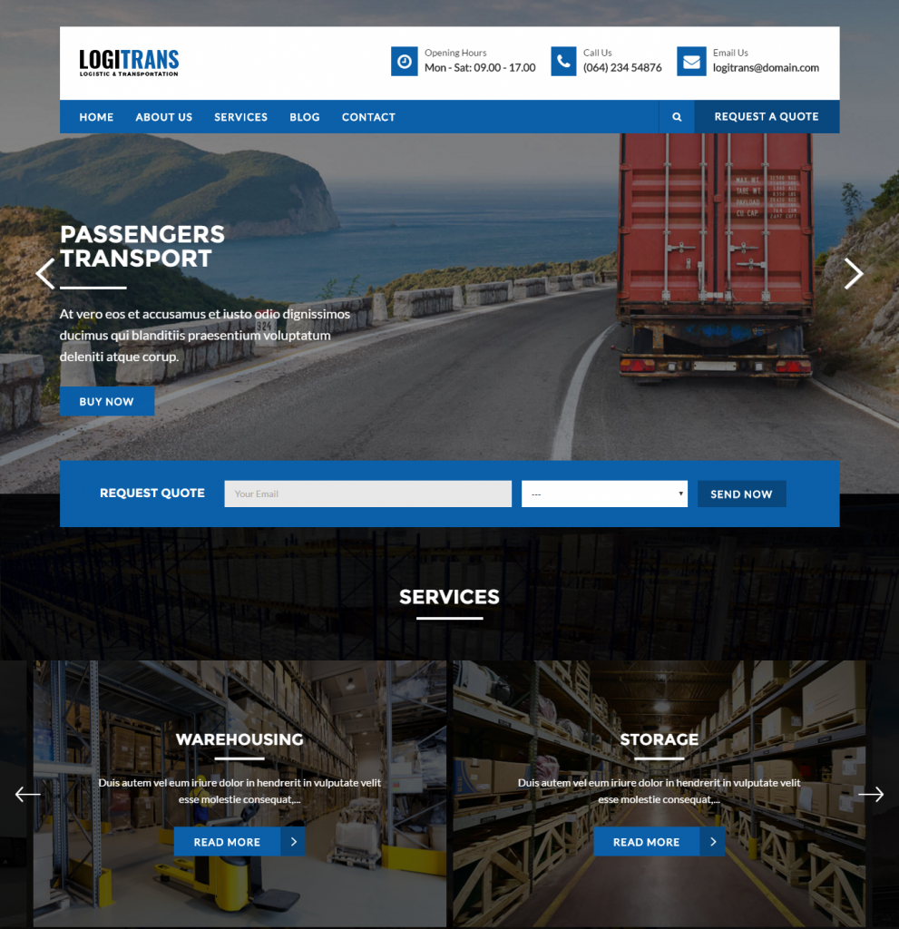 Mẫu website dịch vụ vận tải – Logitrans