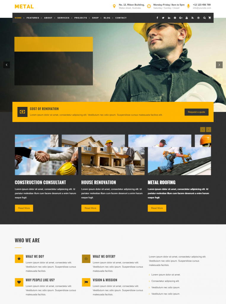 Mẫu Website giới thiệu công ty-bán thép – Metal