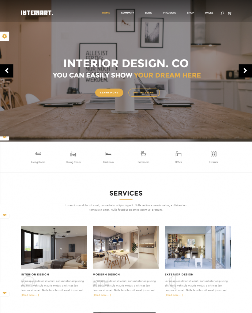 MẪU WEBSITE NỘI THẤT – Interiart