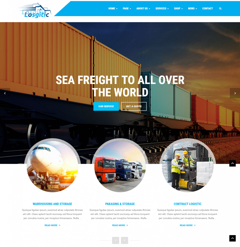 Mẫu website dịch vụ vận tải – Logistic