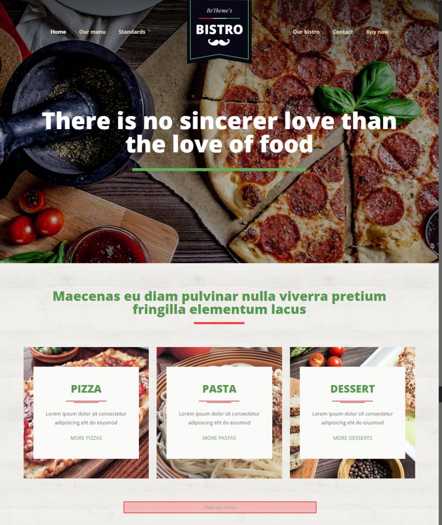 Mẫu website MẪU WEBSITE ẨM THỰC – NHÀ HÀNG – BISTRO