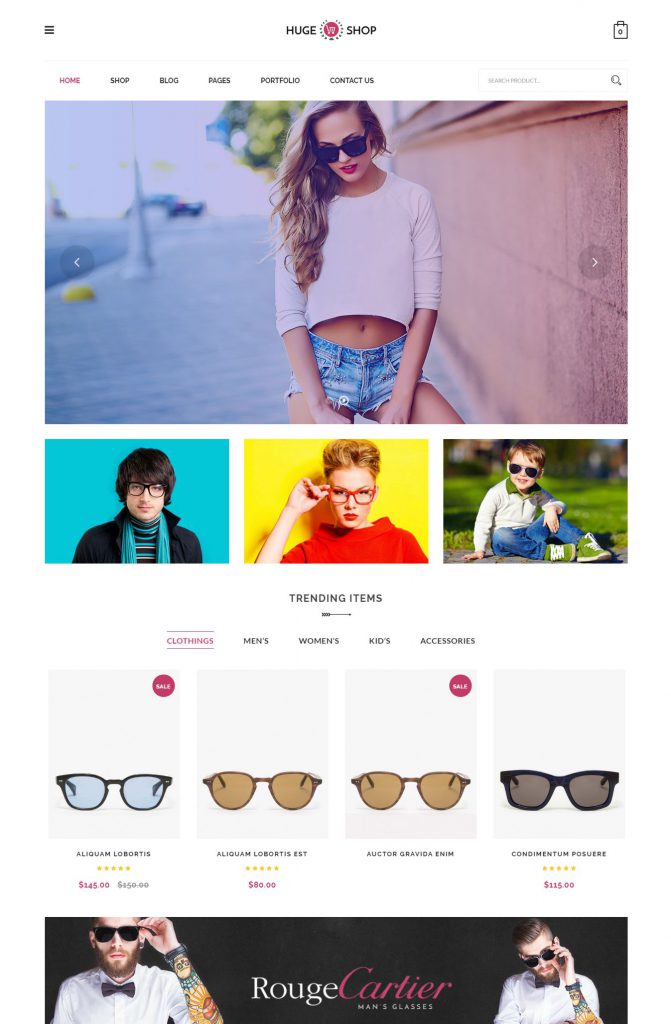 Mẫu website MẪU WEBSITE BÁN HÀNG PHỤ KIỆN – MẮT KÍNH – HUGESHOP GLASSES