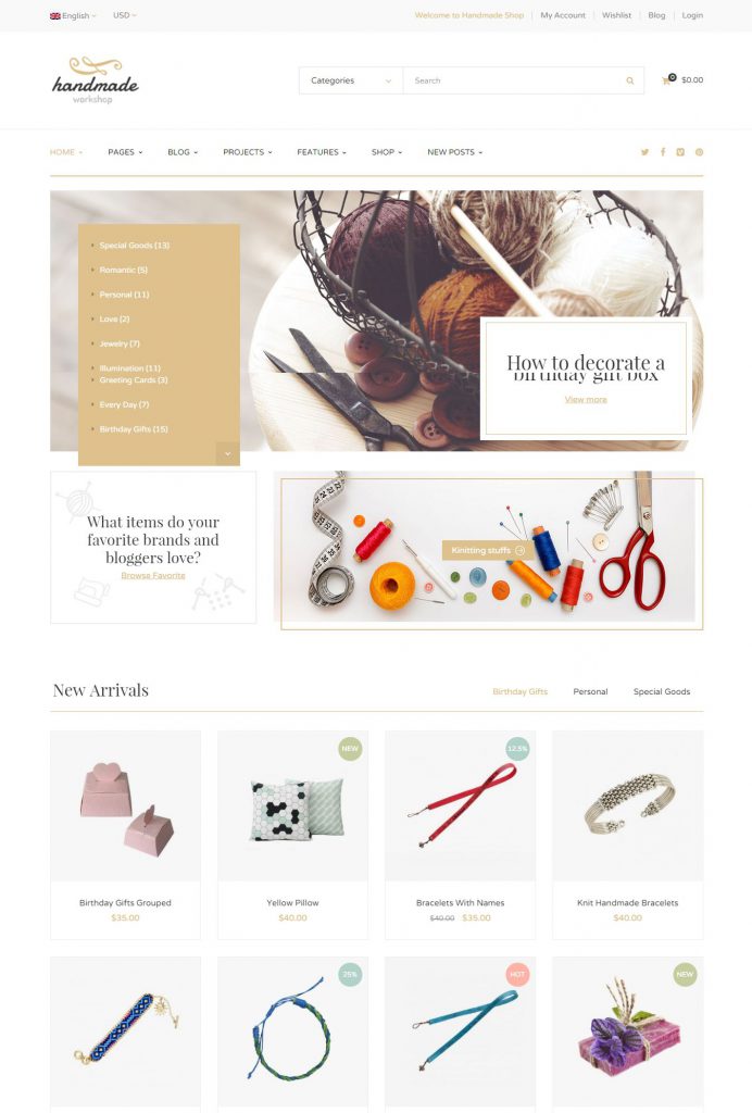 Mẫu website MẪU WEBSITE BÁN HÀNG – HANDMADE 1