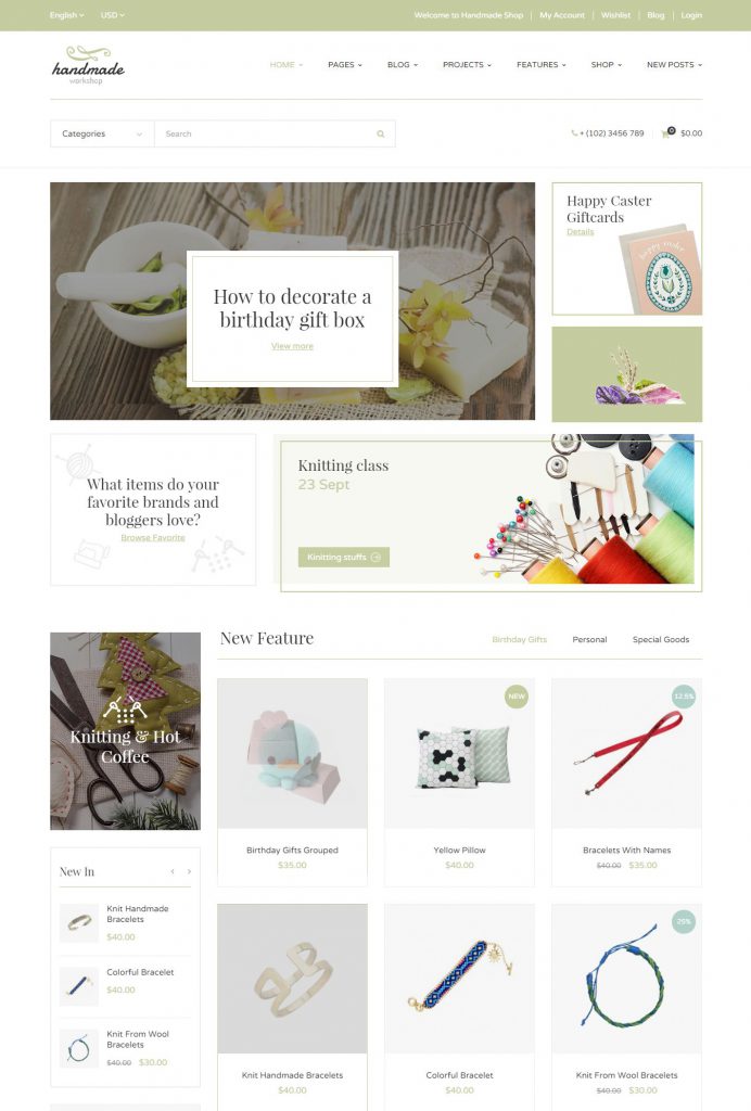Mẫu website MẪU WEBSITE BÁN HÀNG – HANDMADE 3