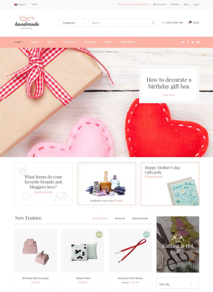 Mẫu website MẪU WEBSITE BÁN HÀNG – HANDMADE 4