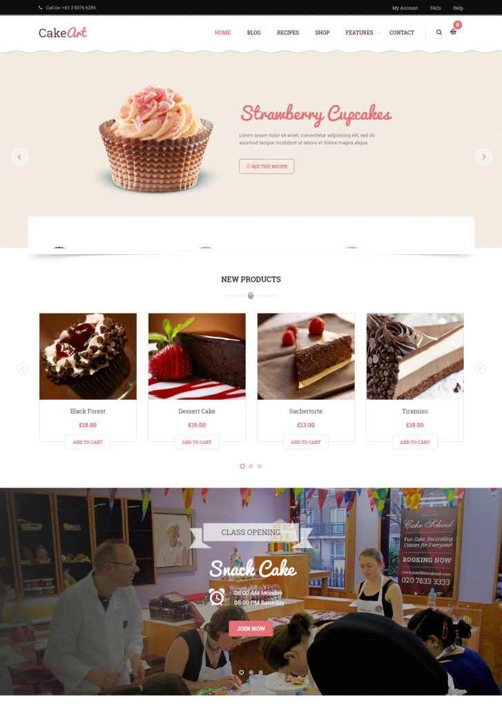 Mẫu website MẪU WEBSITE ẨM THỰC – CAKE ART