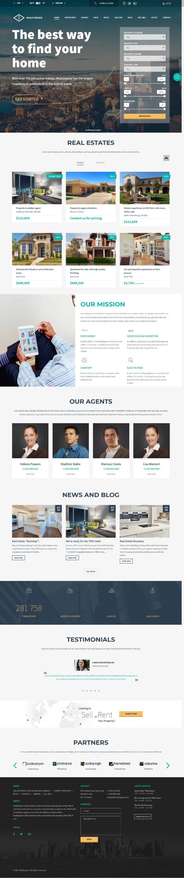 MẪU WEBSITE BẤT ĐỘNG SẢN – REALTYSPACE