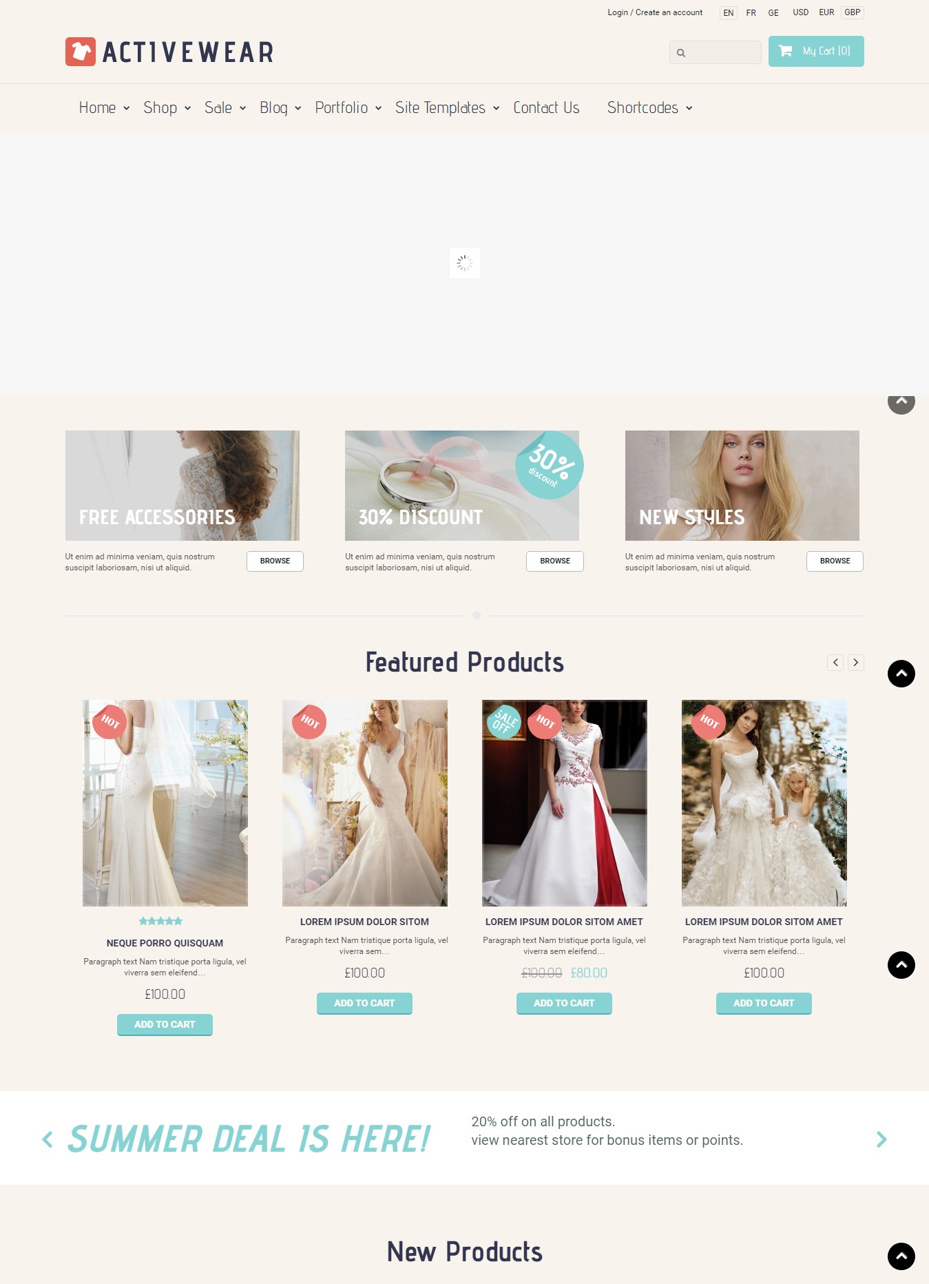 Mẫu website thời trang đầm cưới - Active Wear