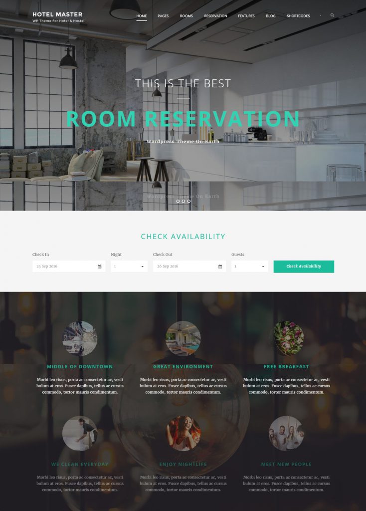 Mẫu website Thiết kế Web khách sạn – Hotel Master – Hostel Style