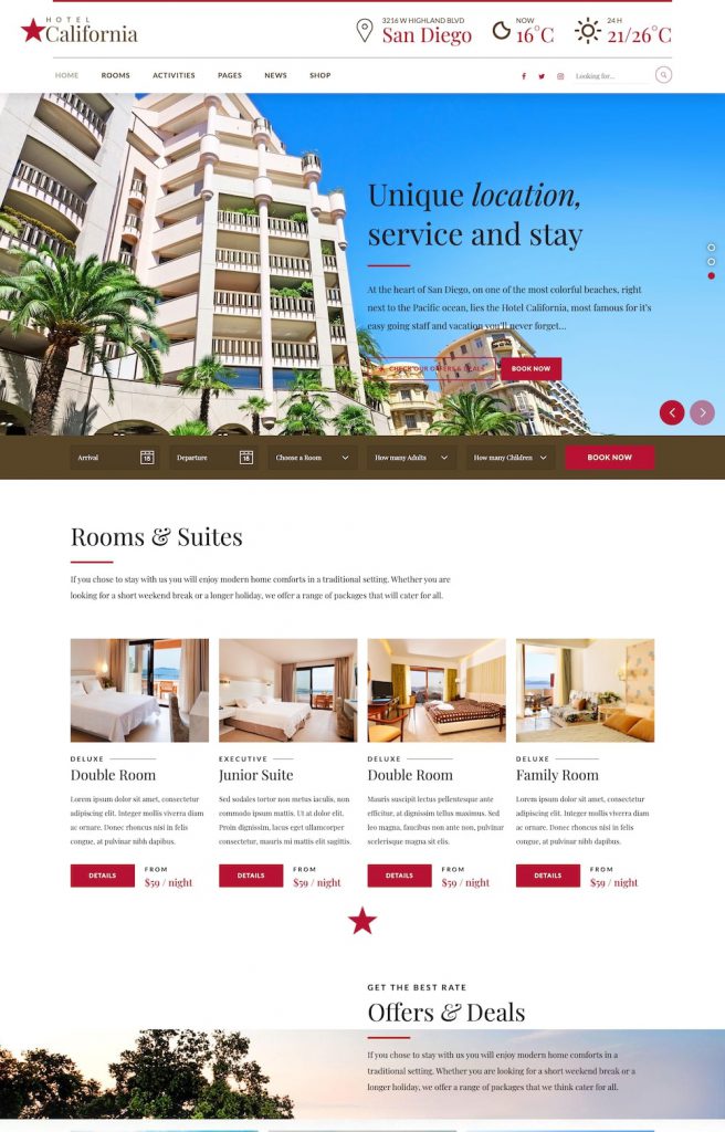 Mẫu website Thiết kế Web khách sạn – Hotel California