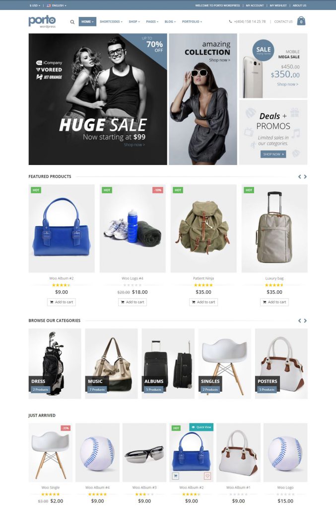 Mẫu website MẪU WEBSITE BÁN TÚI XÁCH – PORTO