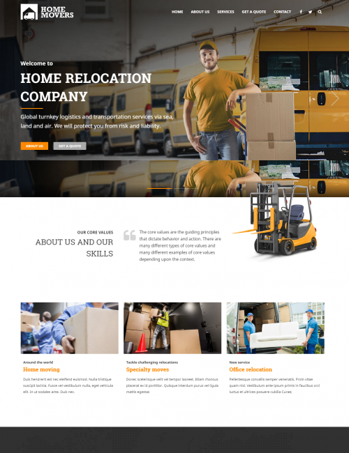 Mẫu website dịch vụ vận tải - Home movers