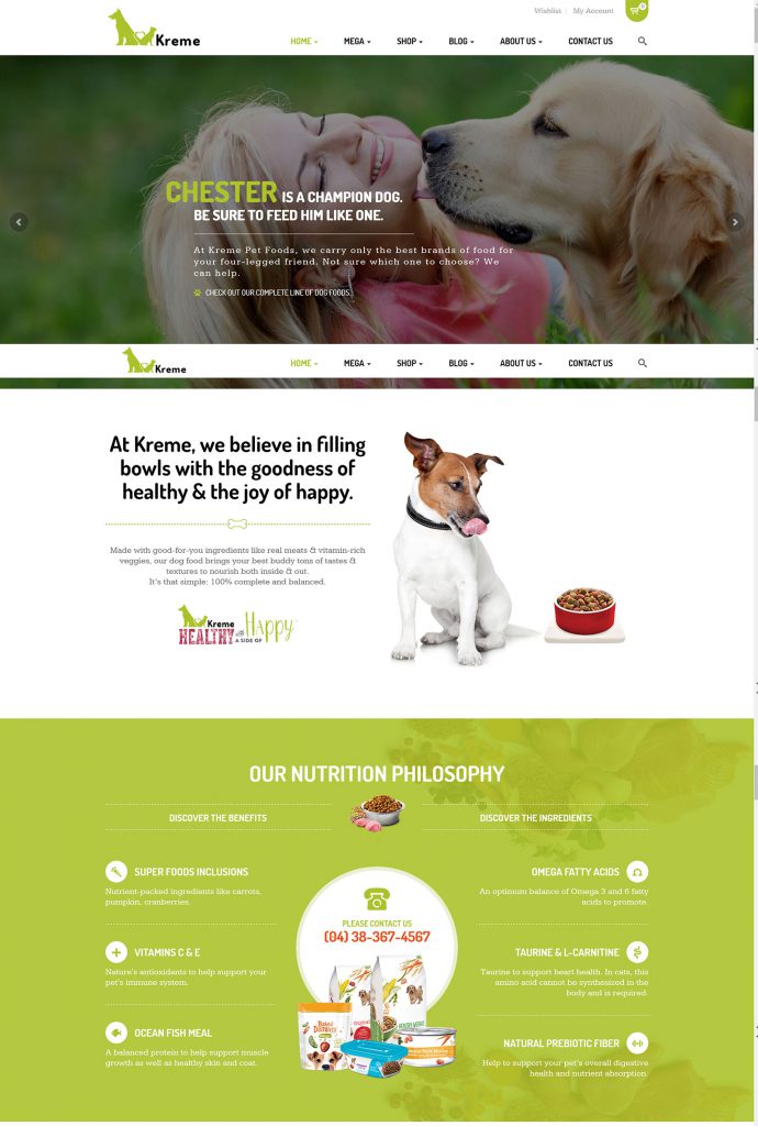Mẫu website Thú cưng – Petshop – Kreme