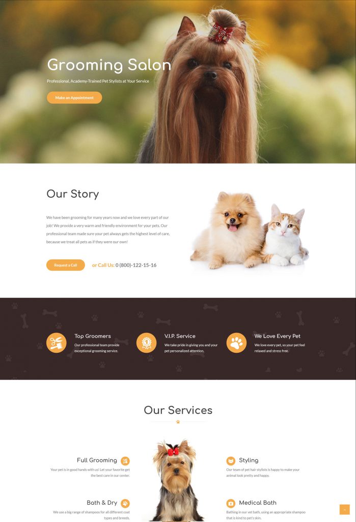Mẫu website Thú cưng – Petshop – Pets grooming