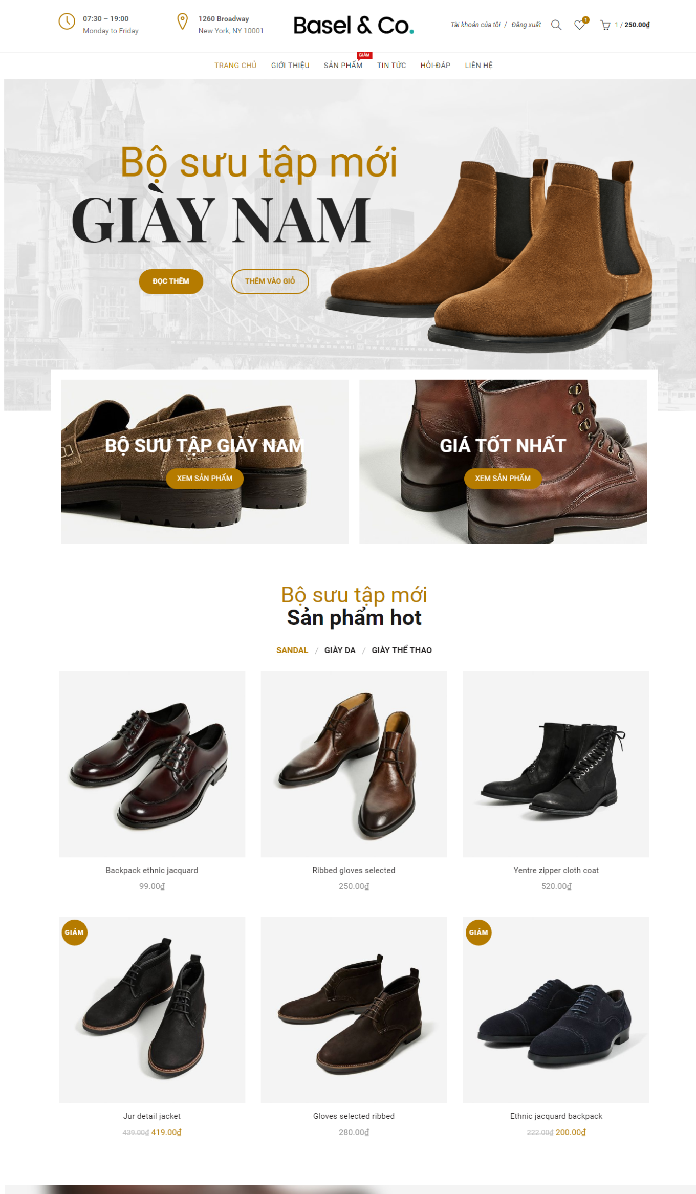 Mẫu website bán hàng giày-dép - Basel2