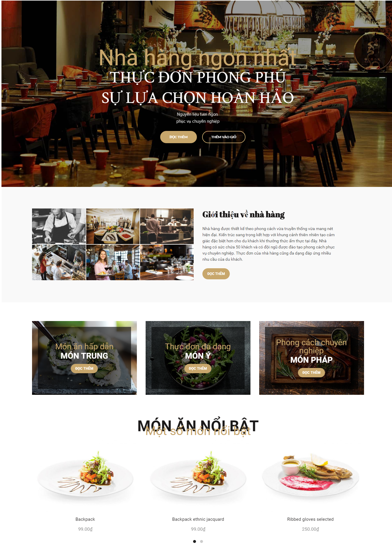 Mẫu giao diện website doanh nghiệp- nhà hàng