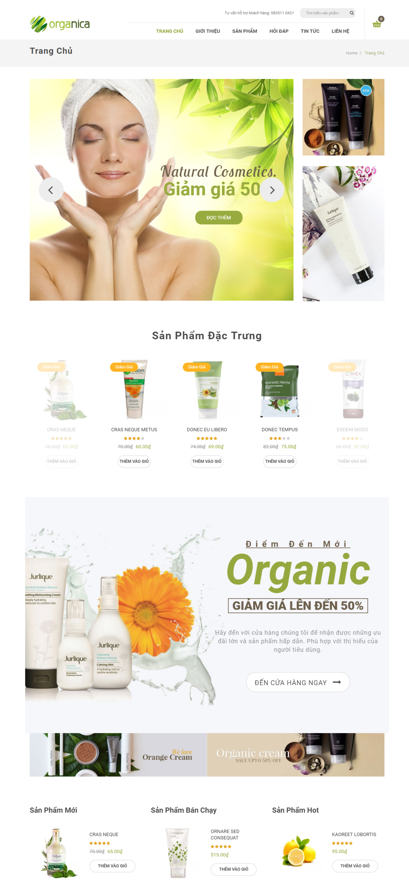 Mẫu website bán hàng mỹ phẩm - Organica2