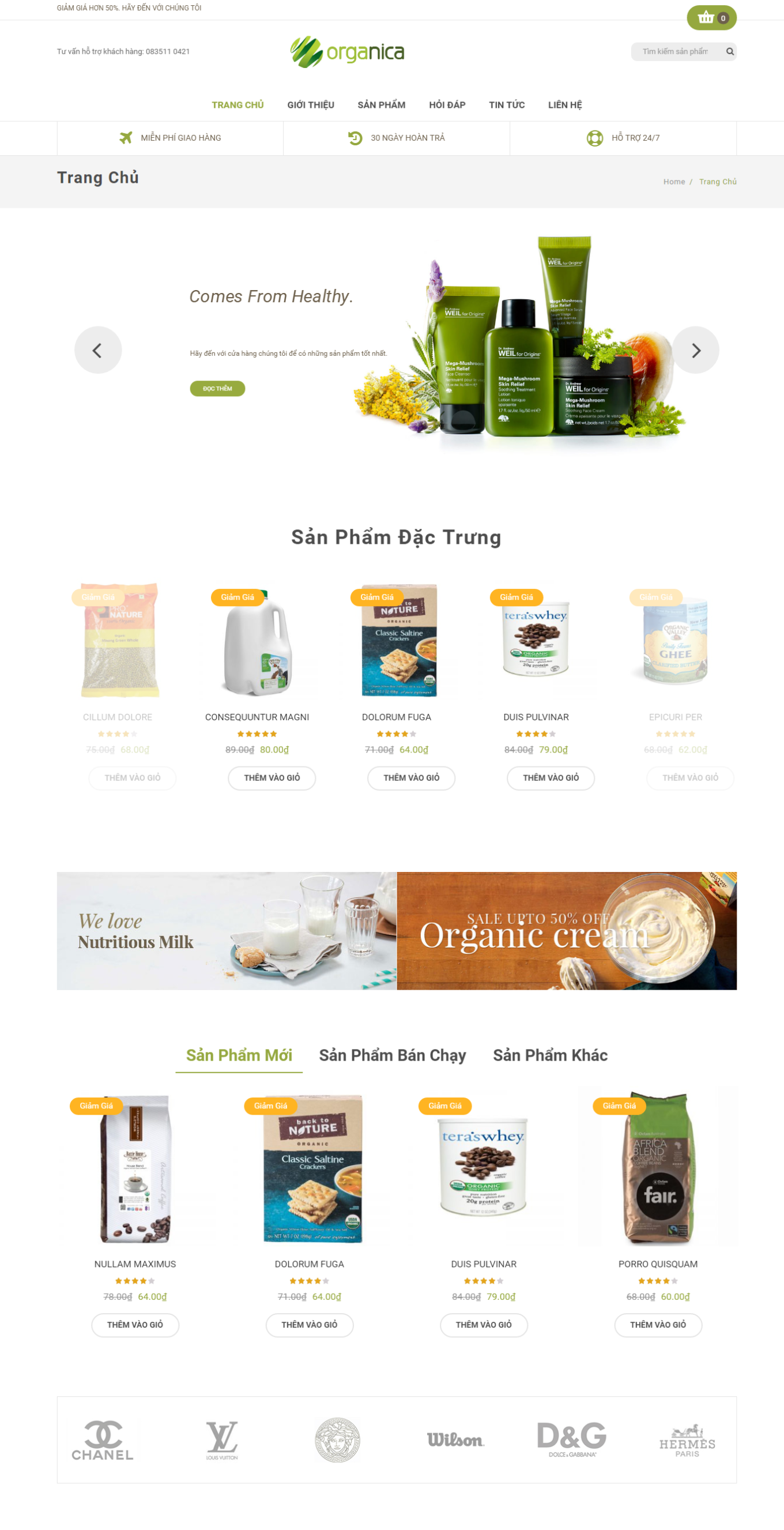 Mẫu website bán hàng mỹ phẩm - Organica4