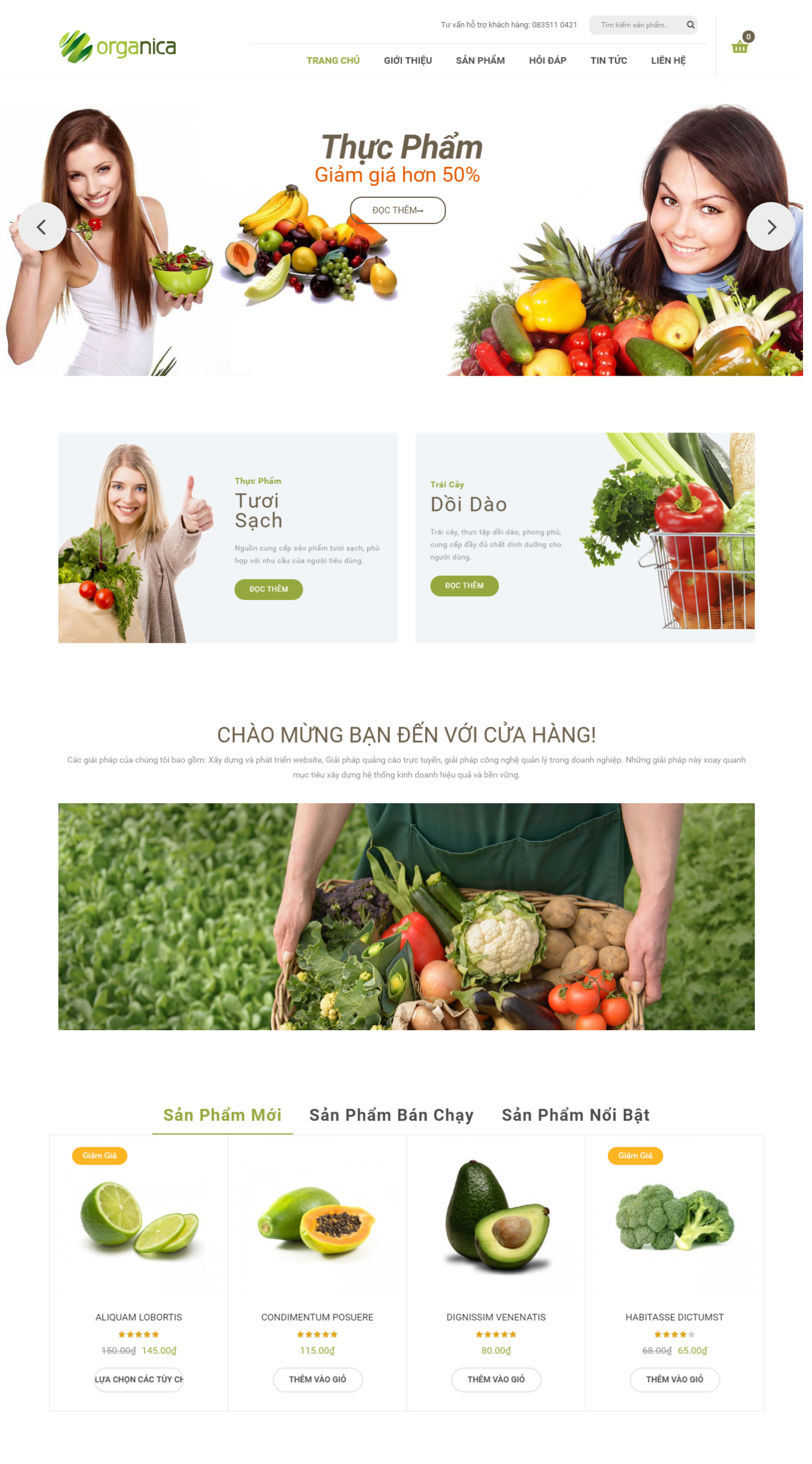 Mẫu website bán hàng thực phẩm - Organica5