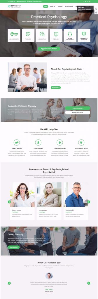 Mẫu website MẪU WEBSITE Y TẾ TÂM LÝ HỌC – THE 7 – PHYCHOLOGY