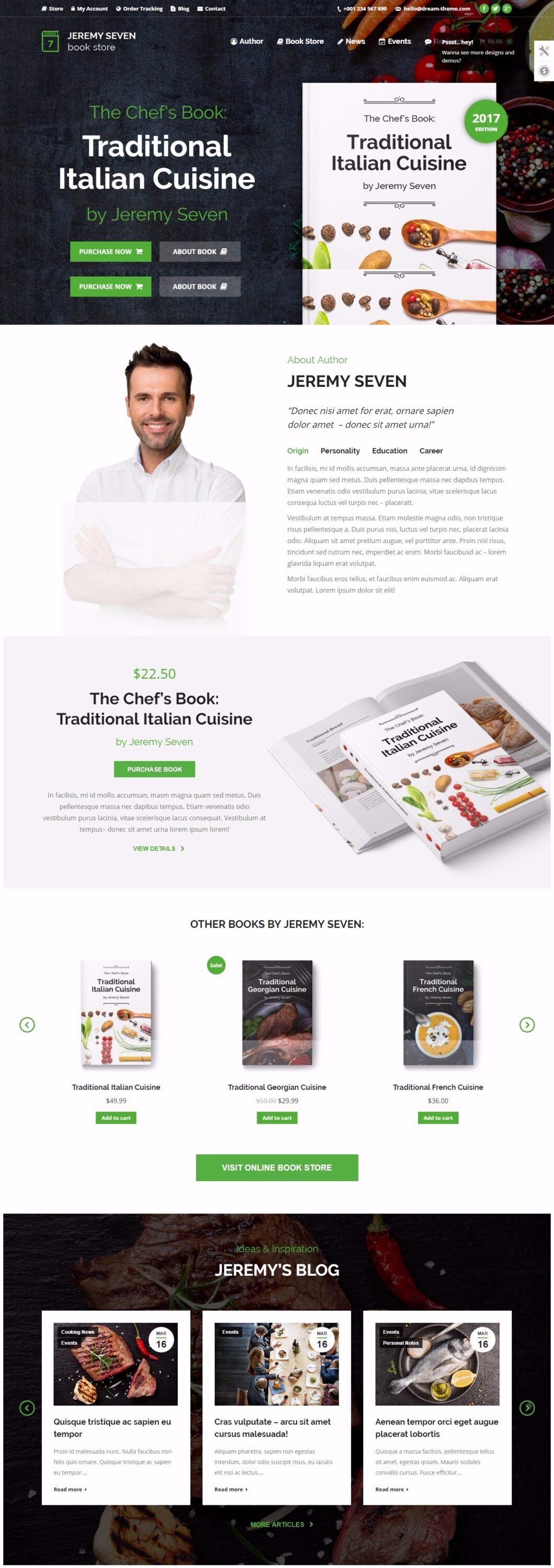 Mẫu website sách dạy nấu nấu ăn – the7 – book store