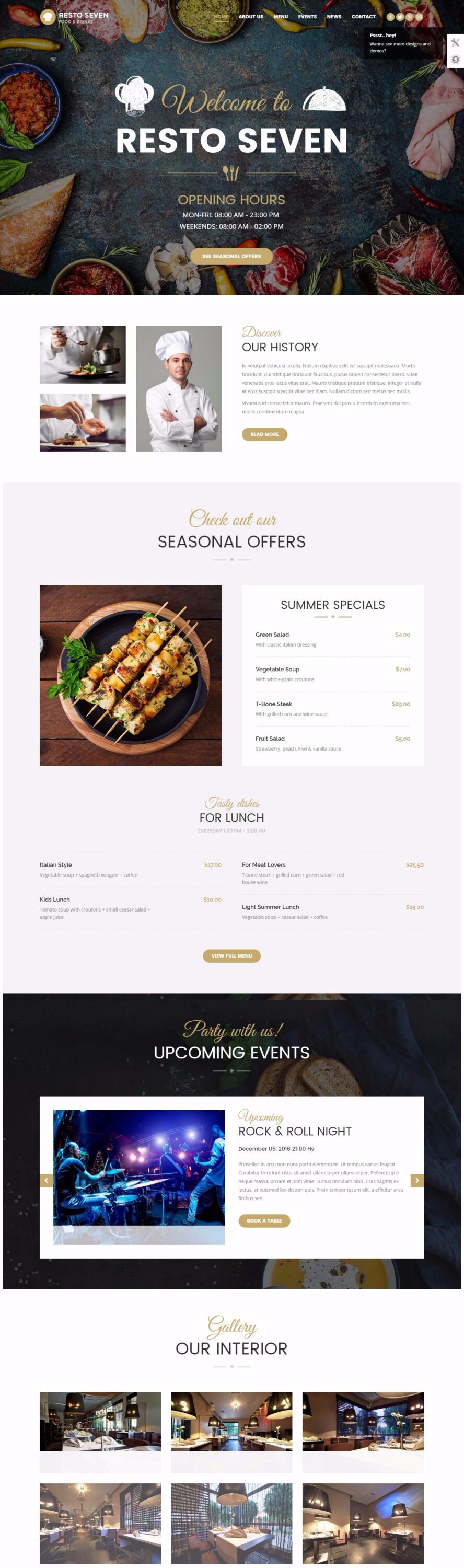Mẫu website nhà hàng – The 7 – Restaurant