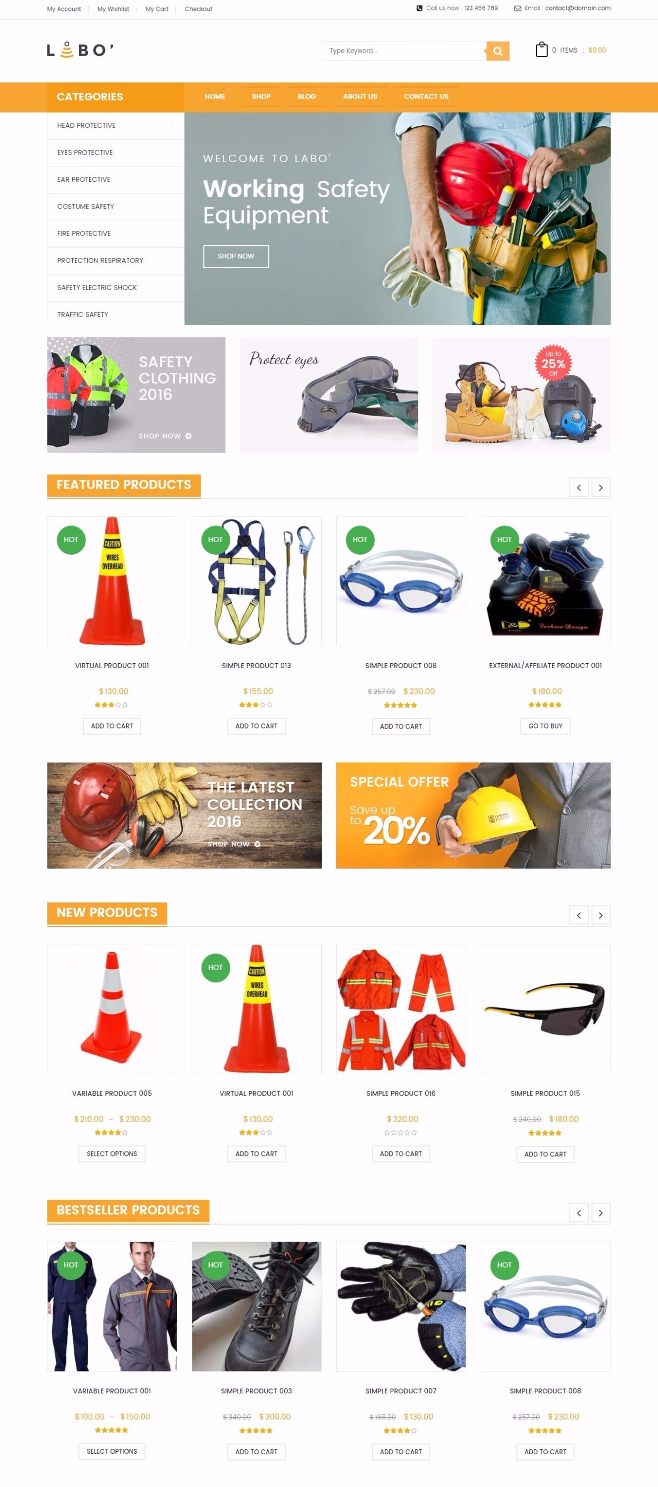 MẪU WEBSITE BÁN HÀNG – BẢO HỘ – Labo