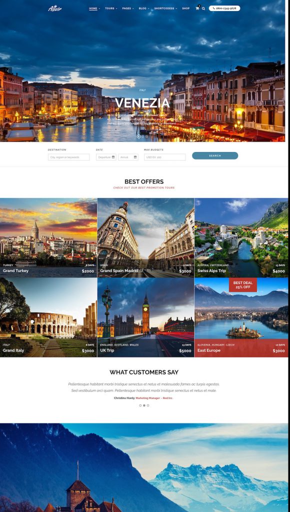 MẪU WEBSITE DỊCH VỤ – DU LỊCH – TRAVEL – ALTAIR
