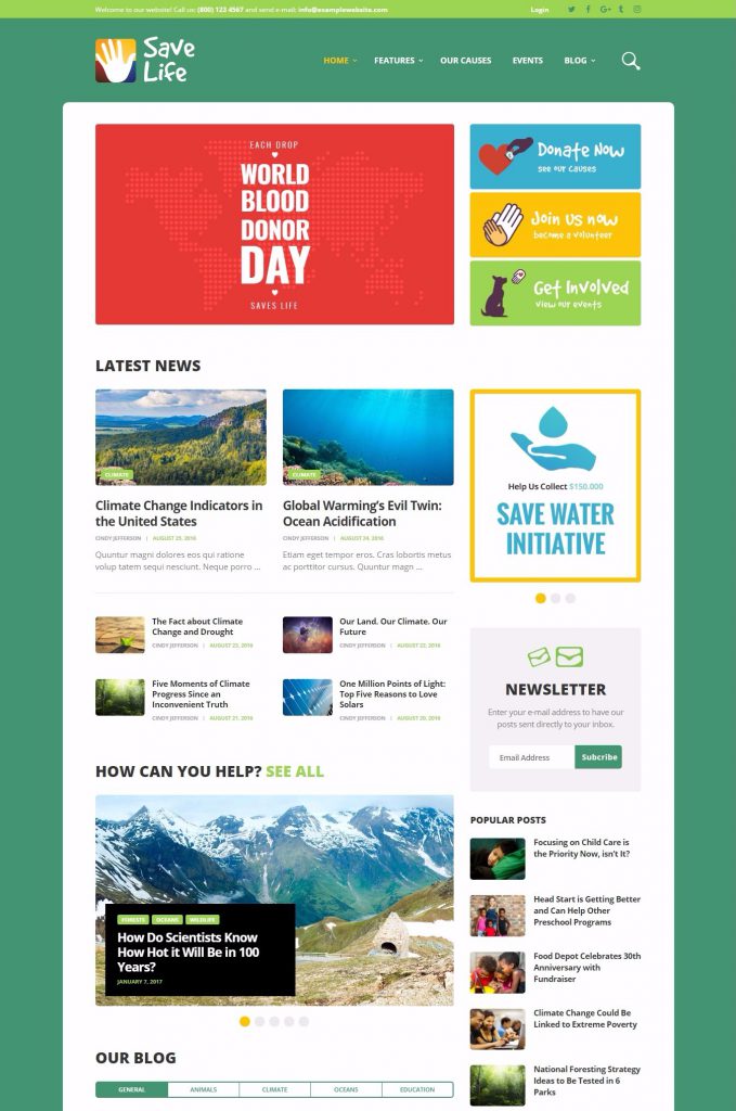 Mẫu website THIẾT KẾ WEBSITE TIN TỨC – SỰ KIỆN – SAVE LIFE