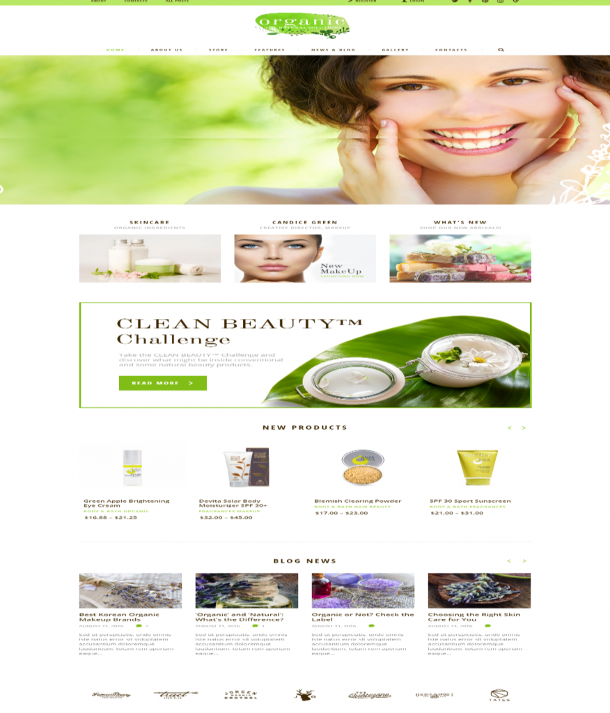 Mẫu website MẪU WEBSITE BÁN HÀNG MỸ PHẨM – Organic Beauty Store & Natural Cosmetics